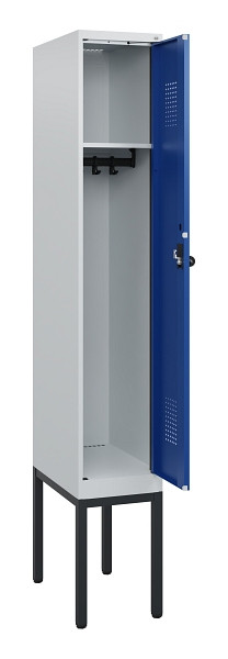 C+P Spind Evolo PLUS, Gestell, 1 Abteil, 1950x300x500mm, 7035/5010, Drehriegel, 0490305-10 S10006