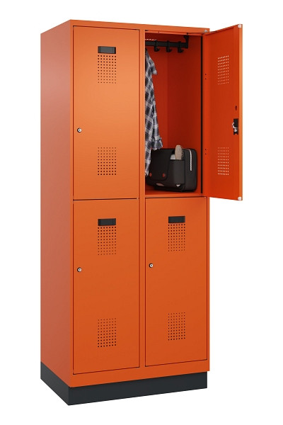C+P Doppelstöckiger Spind Evolo PLUS, mit Sockel, 4 Fächer, 1950x800x500mm, 2004, Zylinderschloss, 049320-22 S10050
