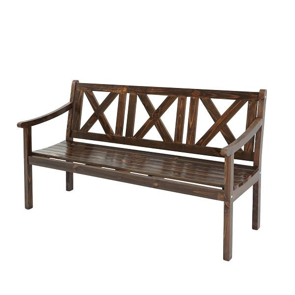 Mendler Gartenbank Kopenhagen, Sitzbank Parkbank Holzbank, 3-Sitzer Gastronomie-Qualität Massiv-Holz 160cm, dunkelbraun, 83526