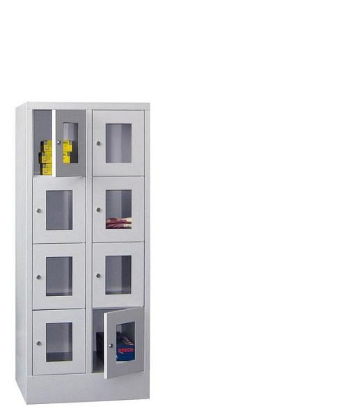 Pavoy Schließfachschrank mit Sockel 1518/500/600, 2b x 4h, Zylinderschloss, Abteilbreite 300, Sichtfenster, 61213-243-091-910118