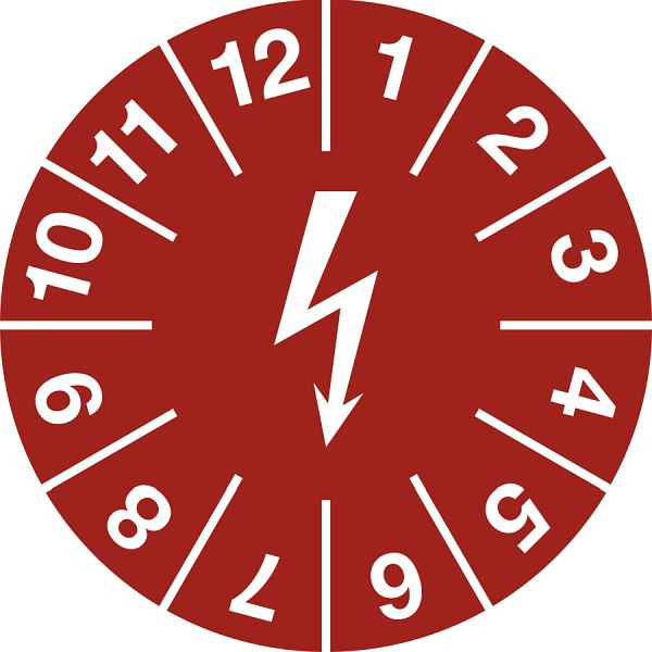 Moedel Prüfplakette für elektrische Einrichtungen, Folie, rot, Ø 15 mm, VE: 500 Stück/Rolle, 54596