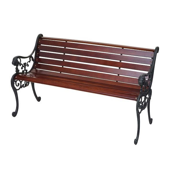 Mendler Gartenbank HWC-F98, Sitzbank Parkbank Holzbank, 2-Sitzer Gusseisen Holz 125cm 20kg, braun, 70700