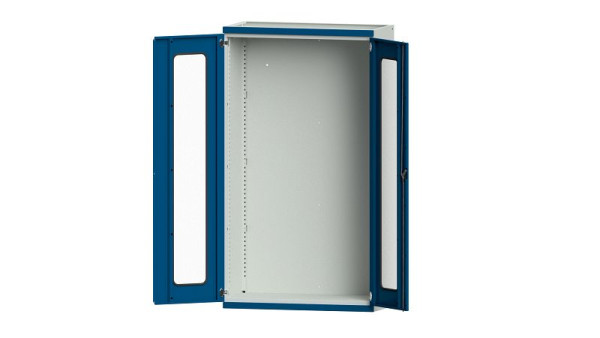 ANKE Werkbänke Schwerlastschrank, Modell 100, 1085 x 500 x 1950 mm, Sichtausschnitt aus Plexiglas, RAL 7035/5010, 620.230