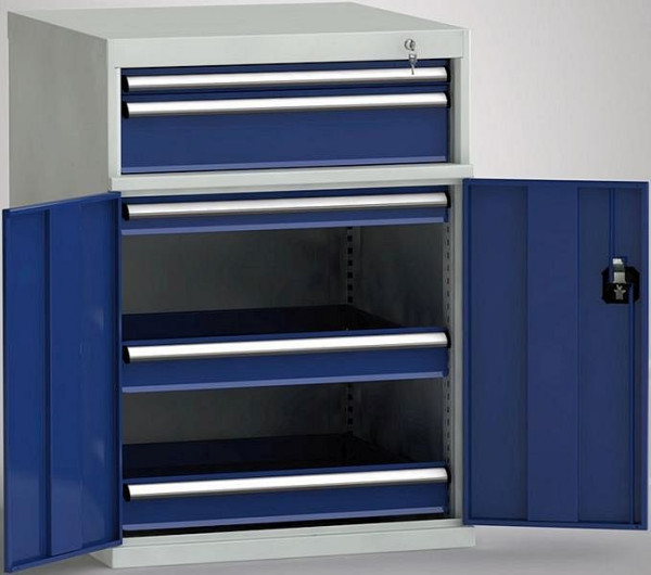 KLW Maschinenbeistellschrank 1000/1019 x 725 x 772 mm H x B x T, Einbaumaß: 825 mm, Einteilung: 36x36 Einheiten Oben, mit 5 Schubladen, MGC1000-05EP-TD-023