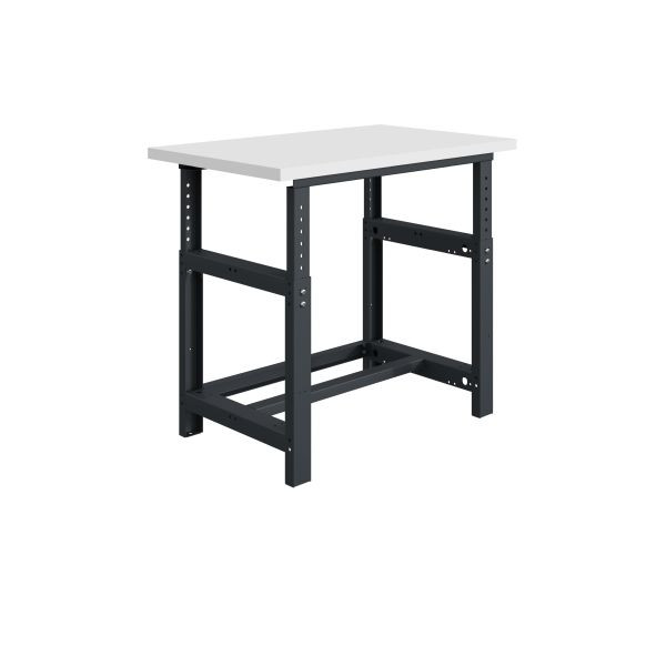SOFAME SI Werkbank, mechanisch höhenverstellbar, B 1800 x T 750 x H 778 bis 1058 mm, Melamin-Arbeitsplatte 38 mm, Anthrazitgrau RAL 7016, W010010135GA