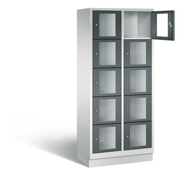 C+P Schließfachschrank Classic, H1800xB810xT500mm, Farbe: Lichtgrau / Anthrazitgrau, 8020A225 S10023