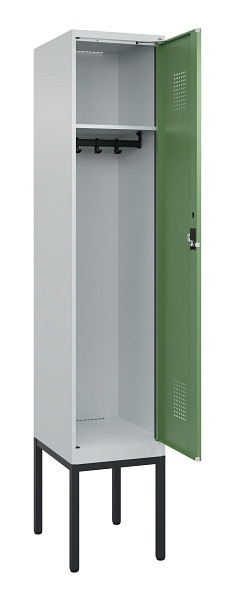C+P Spind Evolo PLUS, Gestell, 1 Abteile, 2120x400x500mm, 7035/6011, Verschluss Zylinderschloss, Ablageböden 1, 0490307-12 S10037
