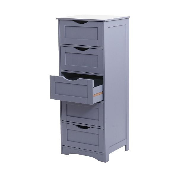 Mendler Kommode HWC-B65, Schubladenschrank Schrank, 5 Schubladen 100x40x35cm, grau, 60831