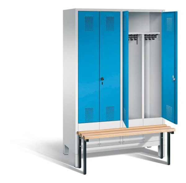 C+P Schwarz-Weiss-Spind Evolo, H1850xB1190xT815mm, Farbe: Lichtgrau / Lichtblau, 48032-40 S10008