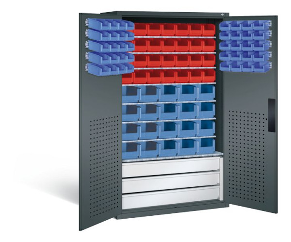 C+P Magazinschrank Serie 13, H1950xB1100xT535mm, Farbe: Anthrazitgrau, Muldengriff, 130276-67 S10091