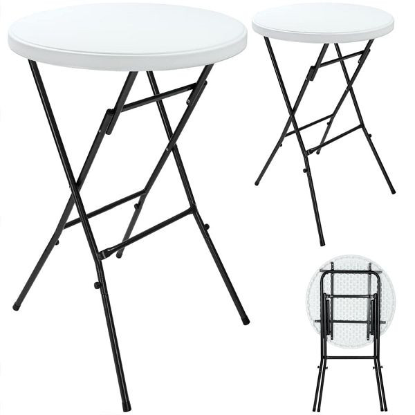 casaria Stehtisch klappbar 2er-Set Kunststoff Ø72cm Weiß, 990472