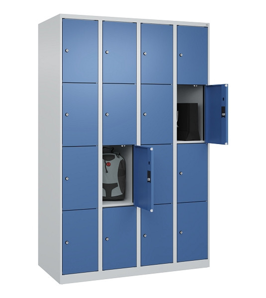 C+P Schließfachschrank Evolo PLUS, 16 Fächer, 1850x1200x500mm, 7035/5023, 049000-404 S10008