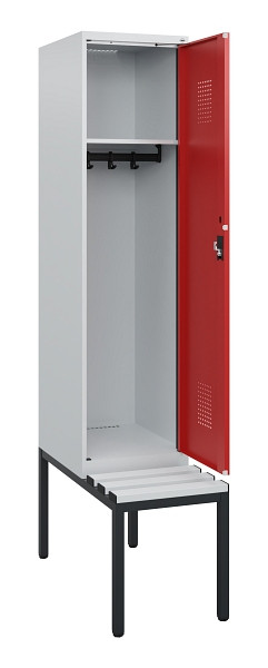 C+P Spind Evolo PLUS, 1 Abteil, 1950x400x815mm, 7035/3000, Zylinderschloss, Material Sitzfläche Kunststoff, Sitzbank, 0490505-12 S10084