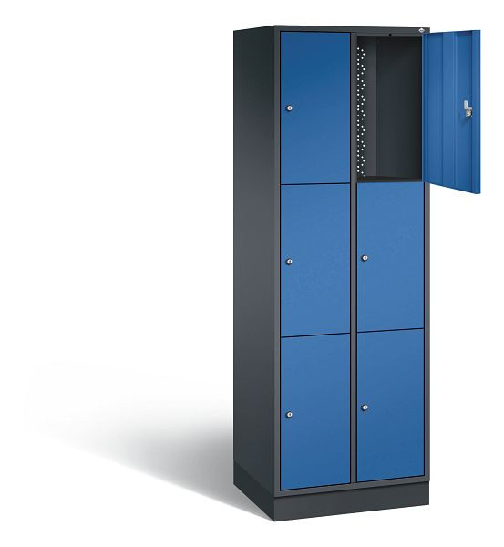 C+P Schließfachschrank Intro, H1950xB620xT490mm, Farbe: Schwarzgrau / Enzianblau, 8370-201 S10035