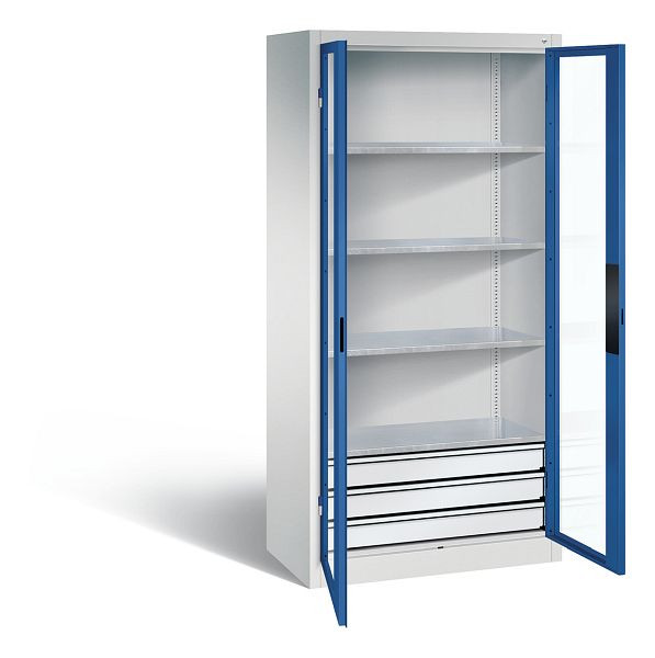C+P Werkzeugschrank Acurado, H1950xB930xT500mm, Farbe: Lichtgrau / Enzianblau, Muldengriff, 8921-5532 S10004