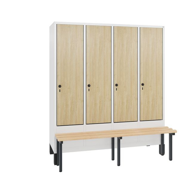 C+P Spind Evolo, 4 Abteile, H1850xB1590xT815 mm, Weiß/MDF Eiche, 48030-42 S10336