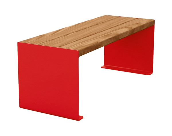 Procity Sitzbank Kube, 1200 mm, Stahl & Holz Ohne Rückenlehne, helle Eiche/RAL 3020, 306390.3020.CHEC