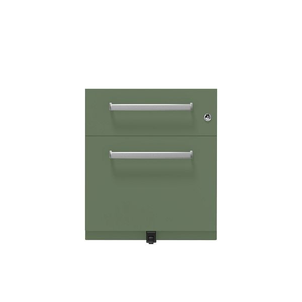 Bisley Rollcontainer Note™, 2 Schubladen, Tiefe 775 mm, Designgriff, 623 olivgrün, NWH79M7BF623