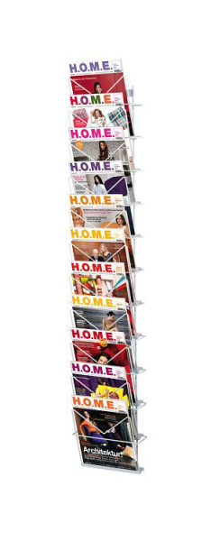 Kerkmann Zeitschriften-Wandhalter, B 260 x T 135 x H 1400 mm, lichtgrau, 43650211