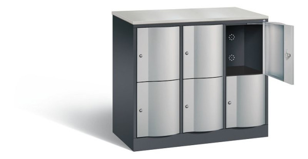 C+P Schließfachschrank Resisto, H1077xB1148xT540mm, Farbe: Schwarzgrau / Weißaluminium, 8472-372 S10129