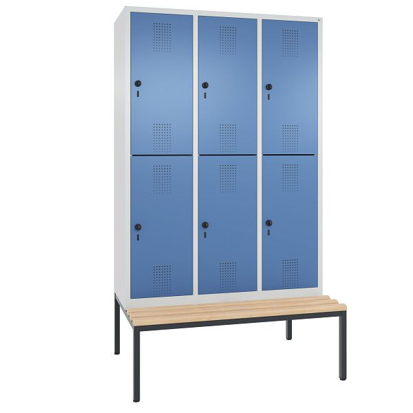 C+P Spind doppelstöckig Evolo, 3 Abteile, H2090xB1200xT815 mm, Grau/Fernblau, 48350-32 S10020