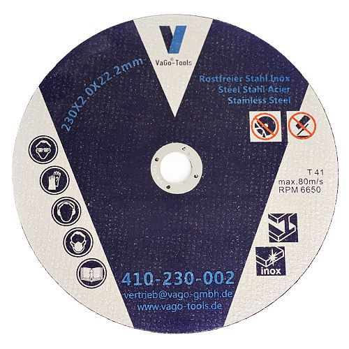 VaGo-Tools Trennscheiben Flexscheiben 230x2mm Edelstahl Metall Stahl, VE: 5 Stück, 420-230-002x5_tv