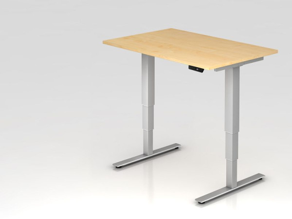 Hammerbacher Sitz-Steh-Schreibtisch elektrisch 120x80cm Ahorn, Arbeitshöhe 63,5 -128,5 cm, VXDSM12/3/S