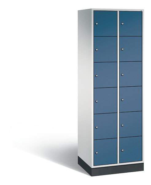 C+P Schließfachschrank Intro, 12 Fächer, H1950xB620xT490 mm, Grau/Fernblau, 8670-201 S10103
