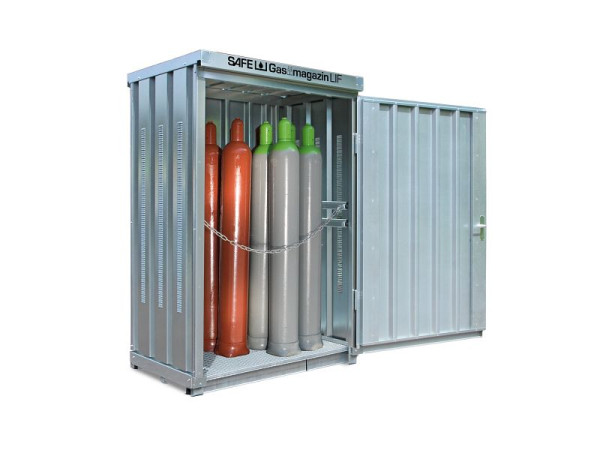 SÄBU SAFE Gasmagazin 114 LIF, verzinkt, montiert, mit Gitterrostboden, 1.420 x 1.080 x 2.250 mm, F11768