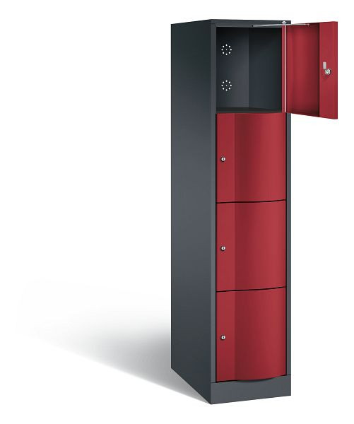 C+P XL-Schließfachschrank Resisto, H1950xB396xT640mm, Farbe: Schwarzgrau / Rubinrot, 8470-173 S10011