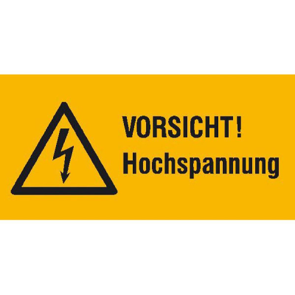 Stein HGS Elektrokennzeichnung/Warnkombischild, VORSICHT! Hochspannung, 131 x 65 mm/ Folie, selbstklebend, 21.1348