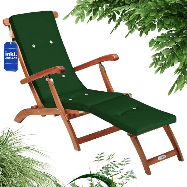casaria Gartenliege Queen Mary® Akazie FSC®-zertifiziert inkl Auflage Grün, 997490