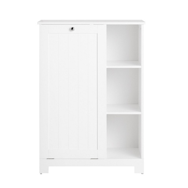 SoBuy Badezimmerschrank mit einer Tür Weiß 60x37x86 cm, Funktional, BZR105-W