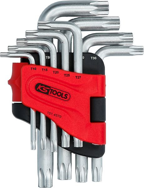KS Tools Torx-Winkelstiftschlüssel-Satz mit Bohrung, kurz, 9-teiligTB10-TB50, 151.4570