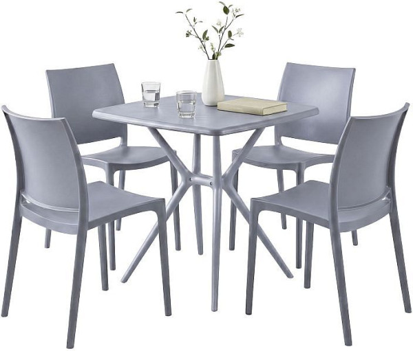 CLP Gartenmöbel-Set Amino mit 4 Stühlen, grau, 328030