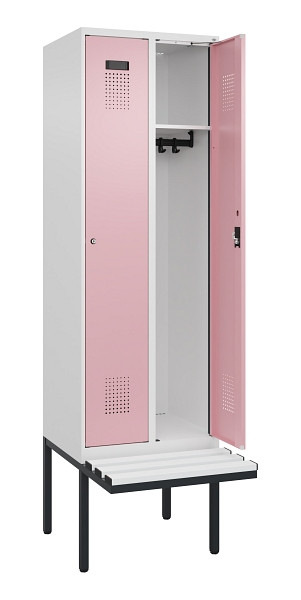 C+P Spind Evolo PLUS, 2 Abteil, 2120x600x815mm, 9016/3015, Zylinderschloss, Material Sitzfläche Kunststoff, 0490407-20 S10099