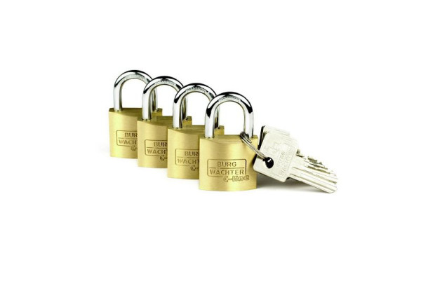 BURG-WÄCHTER 4er Set - Zylinder-Vorhangschloss Quadro 222 30 SB, HxBxT (außen): 50,1 x 30 x 11,8mm, VE: 20 Stück (5x 4er Sets), 29931