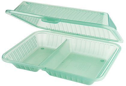 Contacto Eco-Takeouts Behälter, grün, 2 Fächer 21 x 25,5 x 7,5 cm, VE: 12 Stück, 1102/256