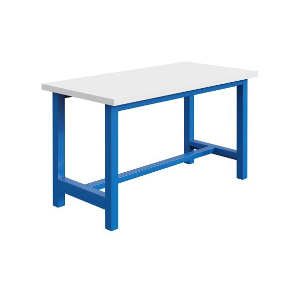 SOFAME CKS Werkbank B 1800 x T 750 x H 830mm, RESITOP Laminat-Arbeitsplatte 30 mm, Himmelblau RAL 5015, W010160044BI