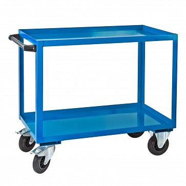ADB Tischwagen/Montagehilfswagen mit 2 Etagen, Farbe: Lichtblau (RAL 5012), Maße BxHxT: 1000 x 915 x 500 mm, 21042