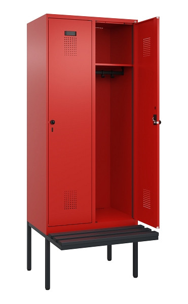 C+P Spind Evolo PLUS, 2 Abteile, 2120x800x815mm, 3020/3020, Haken 4, Drehriegel, Material Sitzfläche Kunststoff, 0490407-22 S10079