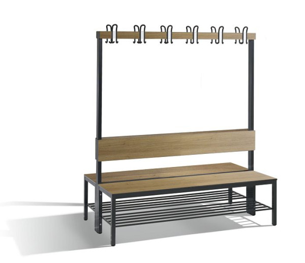 C+P Doppelseitige Garderobenbank mit Rückenlehne, Basic Plus, H1650xB1500xT760mm, 8061-210 S10004