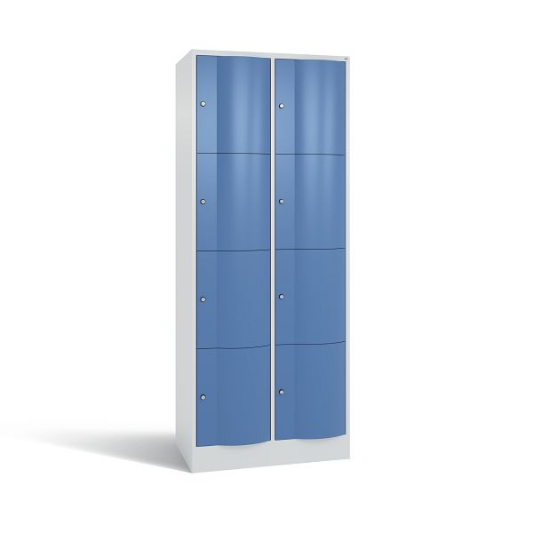 C+P Schließfachschrank Resisto, 8 Fächer, H1950xB772xT540 mm, Grau/Fernblau, 8470-272 S10155