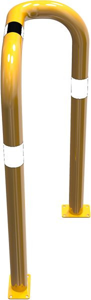 Schake Rammschutzbügel 90° einseitig rechts, Stahlrohr Ø 76 mm gelb / schwarz, Höhe Überflur: 1150 mm, für Dübelbefestigung, 477_77PBG