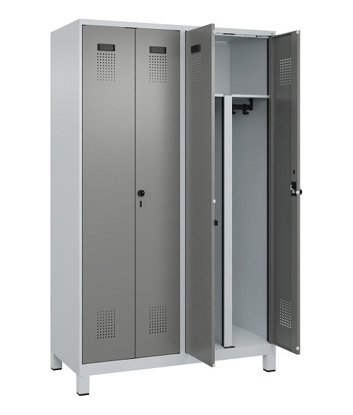 C+P PSA Schwarz-Weiß-Spind Evolo PLUS, mit Füßen, 4 Abteile, 1950x1200x500mm, 7, 0005000 RDS Stahlgrau, Drehriegel, 049012-40P S10014