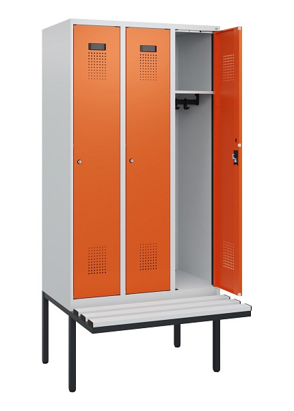 C+P Spind Evolo PLUS, 3 Abteile, 1950x900x815mm, 7035/2004, Zylinderschloss, Material Sitzfläche Kunststoff, 0490405-30 S10083