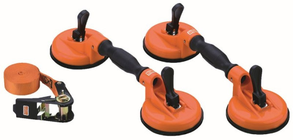 Bahco Doppel-Saugnapf, bis 150 kg + Gurt-Satz, 5 m x 25 mm, BBS150