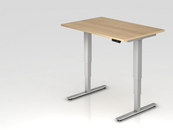 Hammerbacher Sitz-Steh-Schreibtisch elektrisch 120x80cm Eiche, Arbeitshöhe 63,5 -128,5 cm, VXDSM12/E/S