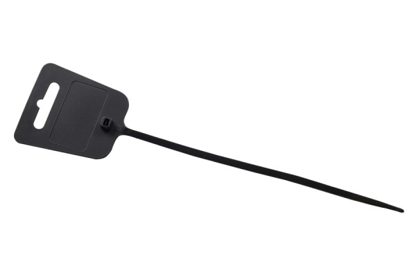 Eichner Kabelbinder mit Beschriftungsfeld (44 x 25 mm) und Euroloch, Farbe: Schwarz, VE: 100 Stück, 9219-01426-100