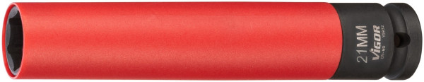 VIGOR Schlagschrauber Steckschlüsseleinsatz SW 21, 150 mm, Vierkant 12,5 mm (1/2 Zoll), Außen Sechskant Profil, 21 mm, V5932